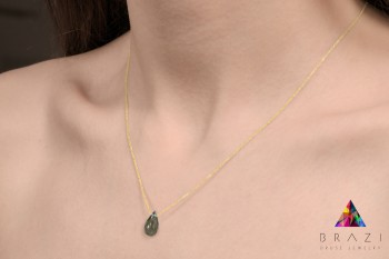 Brazi Druse Jewelry: Naszyjnik z kwarcem dymnym, kropla, złoto 585.