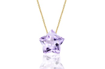 Naszyjnik Ametyst Lila Gwiazdka złoto 585