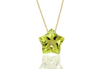 Naszyjnik Kwarc Lemon Gwiazdka złoto  585