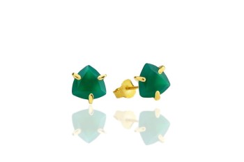 Kolczyki Chalcedon 3 ct. Trylion złoto 585 