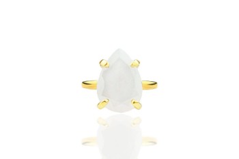 Pierścionek Brazi Druse z kamieniem księżycowym 6 ct., oprawa złota 585, kształt kropli.