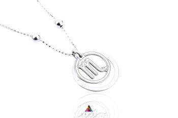 Naszyjnik ze srebra z podwójną zawieszką z symbolem Skorpiona i ozdobnym splotem, biżuteria Brazi.
