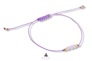 Fioletowa bransoletka Brazi Druse Jewelry z różowym kwarcem.