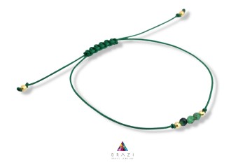 Bransoletka Brazi Druse Jewelry Szczęścia z zoisytu, zielona, na sznurku.