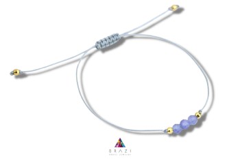 Delikatna bransoletka Brazi Druse Jewelry z tanzanitem, sznurkowa, niebieskofioletowa.