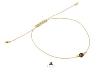 Bransoletka Szczęścia Brazi Druse Jewelry: subtelna, kremowa, z kwarcem dymnym.