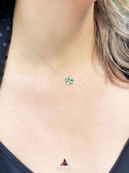 Naszyjnik Brazi Druse Jewelry: Prasiolit, gwiazdkowy kształt, delikatny.