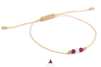 Bransoletka z granatem, kryształem i różowym kamieniem na regulowanym sznurku, biżuteria Brazi