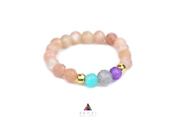 Pierścionek z naturalnym lapis lazuli w pozłacanej oprawie, biżuteria Brazi