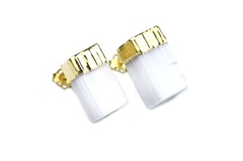 Kolczyki selenitowe Brazi Druse, surowe, złocone.