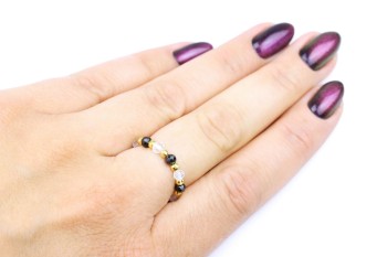 Pierścionek Kryształ Górski i Turmalin