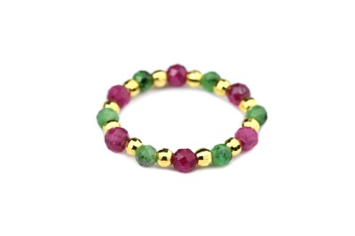 Pierścionek Brazi Druse z zoisytu i rubinu, wielobarwny.