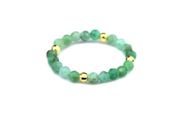 Bransoletka Szmaragd Brazi Druse Jewelry, zielona, fasetowane kamienie, złote elementy.