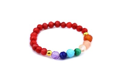 Pierścionek Brazi Druse Jewelry z koralem, wielokolorowy, fasetowany.