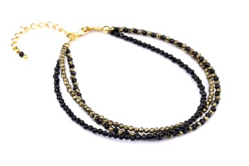 Bransoletka Potrójna Piryt i Turmalin