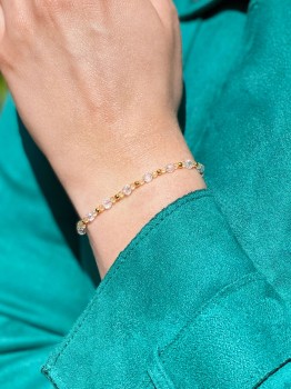 Bransoletka z kryształu górskiego i cytrynu na nadgarstku, ręcznie wykonana biżuteria Brazi