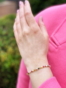 Bransoletka Brazi Druse z kolorowymi turmalinami i perłami.