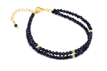 Podwójna bransoletka z fasetowaną Nocą Kairu i złotymi elementami, biżuteria Brazi