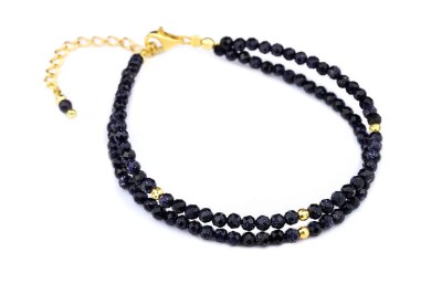 Podwójna bransoletka z fasetowaną Nocą Kairu i złotymi elementami, biżuteria Brazi