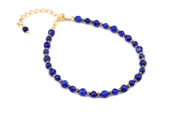 Bransoletka z fasetowanym lapis lazuli i pirytem z pozłacanym zapięciem, biżuteria Brazi