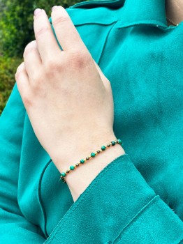 Bransoletka Malachit i Piryt