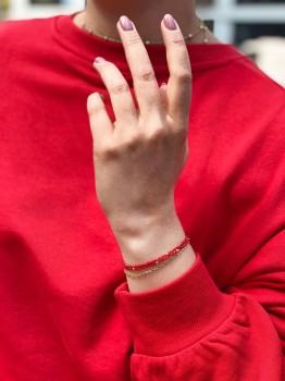 Bransoletka Podwójna Koral Łańcuszek 