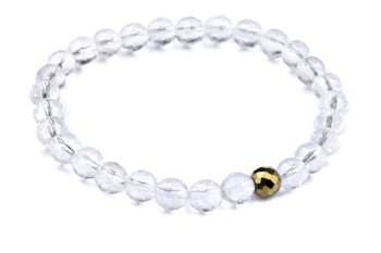 Bransoletka Kryształ Górski Hematyt, Brazi Druse Jewelry: elegancka, fasetowane kryształy, detal hematytu.