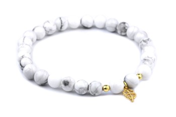 Bransoletka Howlit Zawieszka Koniczynka