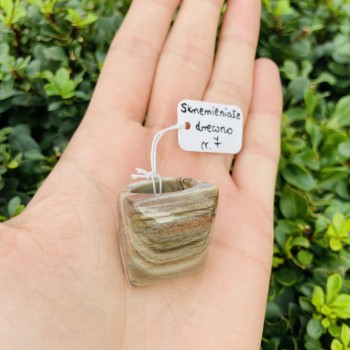 Pierścionek z naturalnego skrzemieniałego drewna w oprawie z brązu o wyraźnych warstwach, biżuteria Brazi