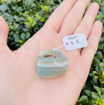 Pierścionek Agat Biało-Zielony rozmiar 8