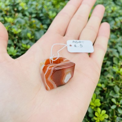 Pierścionek z agatu rudego, oszlifowany, rozmiar 9.