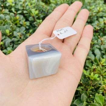 Pierścionek z naturalnego szarego agatu o geometrycznym szlifie, rozmiar 11, biżuteria Brazi