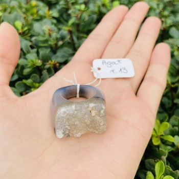 Pierścionek Agat Brązowo-Czarny Druza rozmiar 13