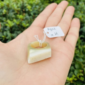 Pierścionek Agat Biało-Zielony Druza rozmiar 11