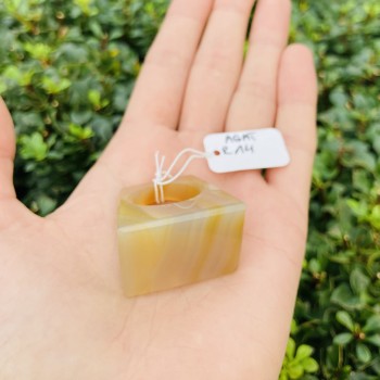 Pierścionek z agatu szafranowego, rozmiar 14, kwadratowy, Brazi Druse Jewelry.