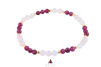 Bransoletka Rubin i Kwarc Różowy