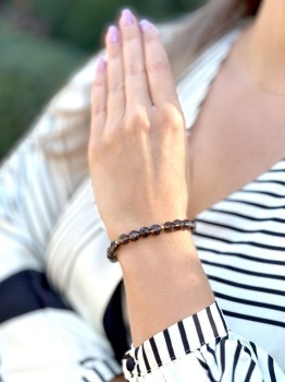 Bransoletka damska Brazi Druse Jewelry z kwarcu dymnego, fasetowane kamienie.