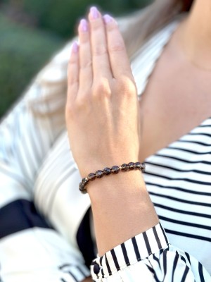 Bransoletka damska Brazi Druse Jewelry z kwarcu dymnego, fasetowane kamienie.