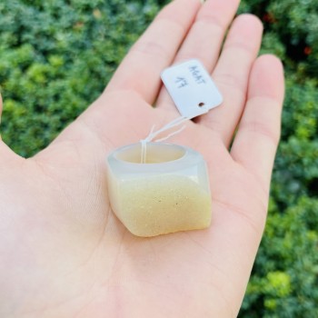 Pierścionek z naturalnego agatu z druzą o krystalicznej strukturze, rozmiar 17, biżuteria Brazi