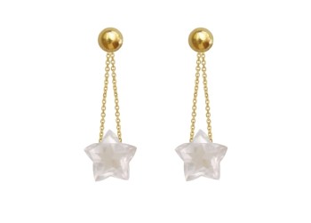 Kolczyki Kwarc Różowy Gwiazdki  złoto 585