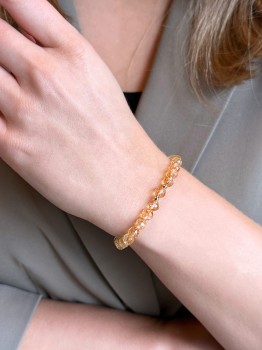 Bransoletka Cytryn Brazi Druse: elegancka, bursztynowo-złota bransoletka z fasetowanymi kamieniami.