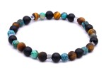 Bransoletka Męska Turkus, Turmalin i Tygrysie oko