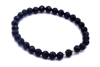 Bransoletka z fasetowanych koralików Noc Kairu o granatowym odcieniu ze złotymi detalami, biżuteria Brazi