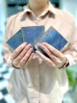 Podstawki z Kwarcu Niebieskiego złocone