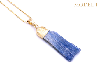 Naszyjnik Brazi Druse Jewelry: złocony kyanit surowy, niebieski.