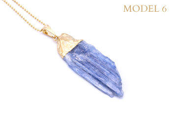 Naszyjnik Brazi Druse Jewelry, kyanit surowy, złocony, niebieski.