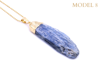 Naszyjnik Brazi Druse, kyanit surowy, złocony, niebieski.