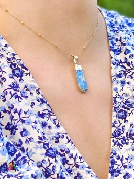 Naszyjnik Kyanit Surowy Złocony