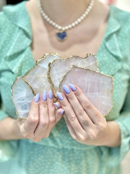 Podstawki z Kwarcu Różowego Złocone