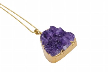 Naszyjnik Brazi Druse Jewelry z ametystem, złocona oprawa, szczotka.